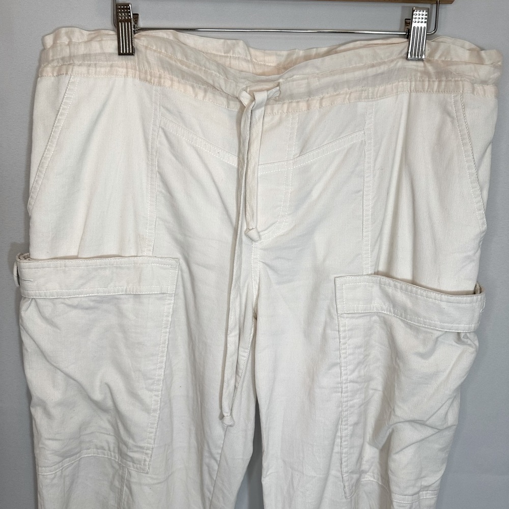 JLO By Jennifer Lopez Womens Cargo Baggy Pants Corduroy Paper Bag Tie Waist Sz 9